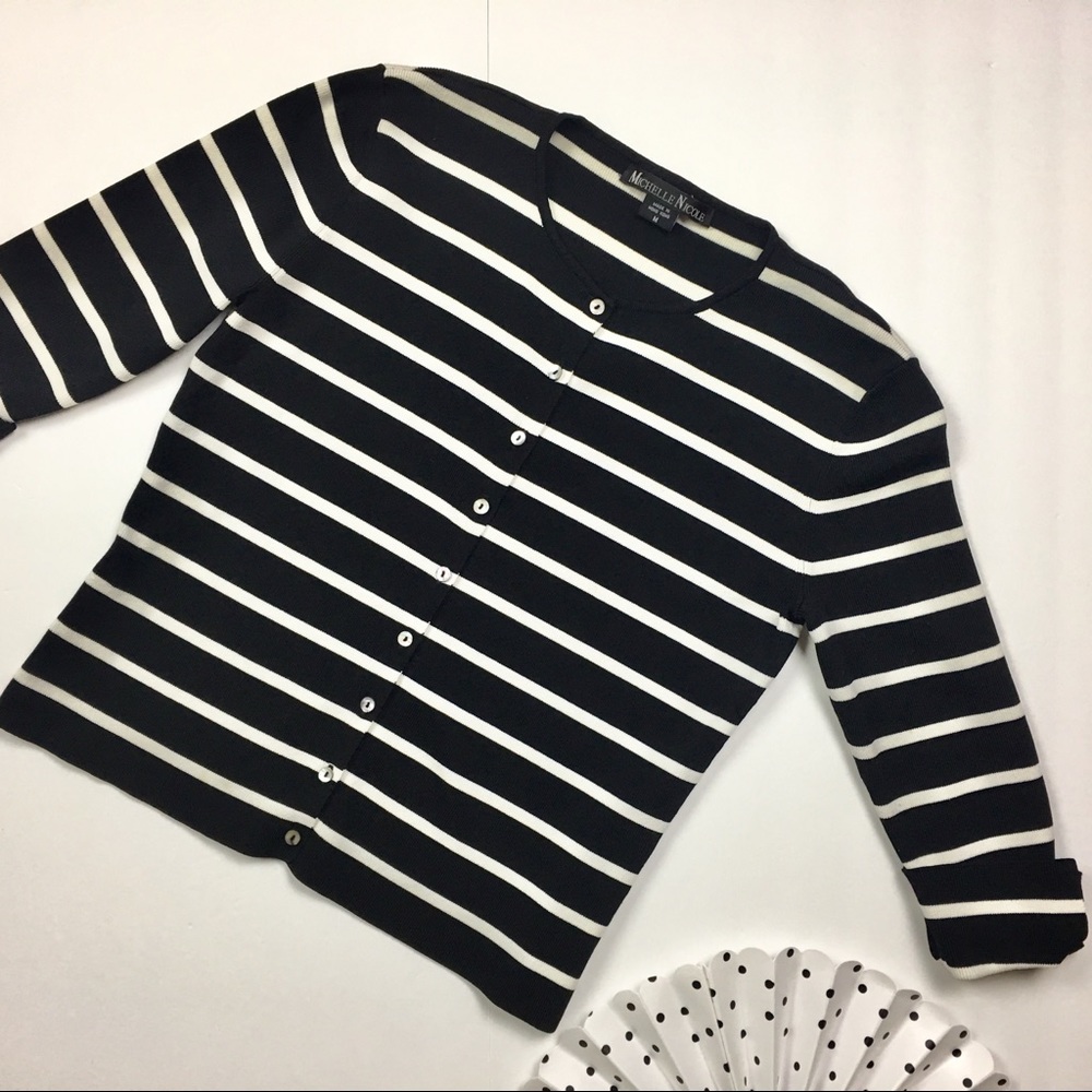 🔴2/$25 Michelle Nicole Black & White Stripe Cardigan
